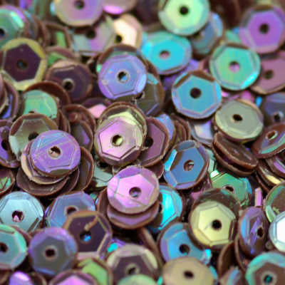 4mm Slightly Cupped Opaque Iridescent Dark Brown