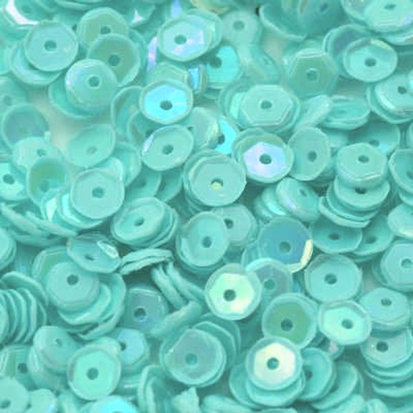4mm Slightly Cupped Opaque Iridescent Light Turquoise 100 Grams