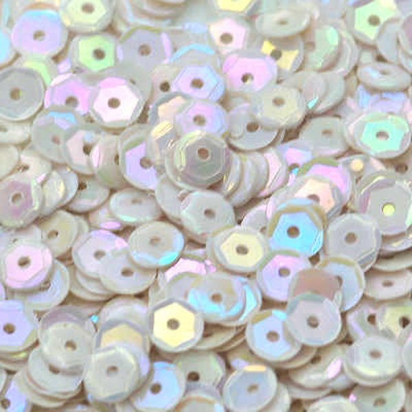 4mm Slightly Cupped Opaque Iridescent White 100 Grams