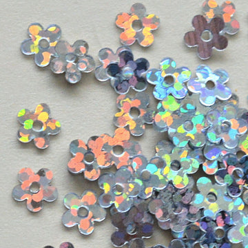 5mm Flat Flower Hologram Silver
