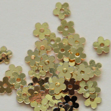 5mm Flat Flower Metallic Gold