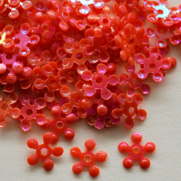 5mm opaque Iridescent Petite Flower Orange Flame