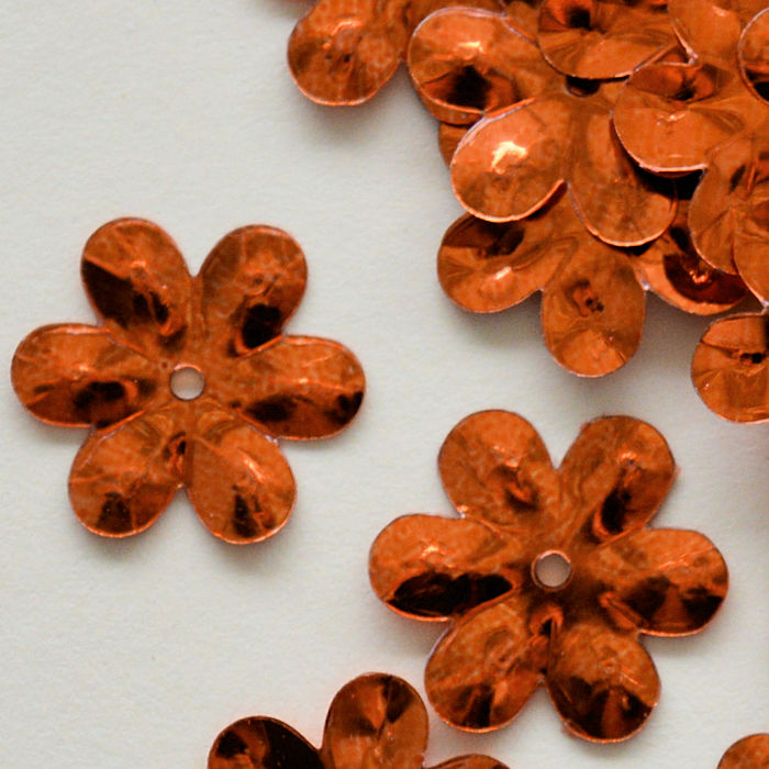 15mm Metallic Flower Orange