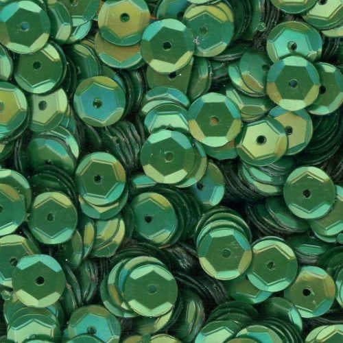 6mm Slightly Cupped Satin Emerald Green 100 Grams