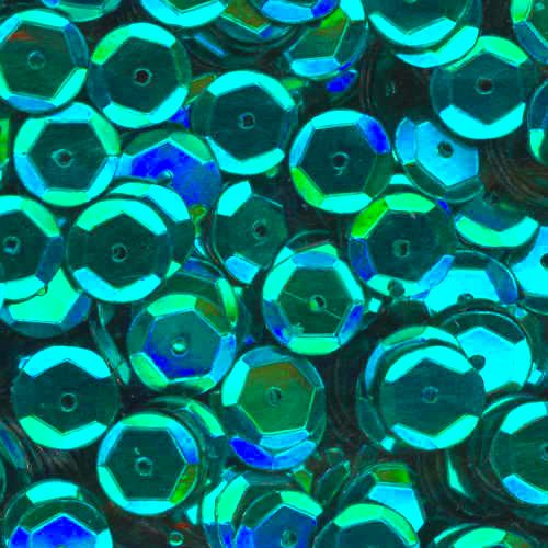 8mm Slightly Cupped Metallic Emerald Green