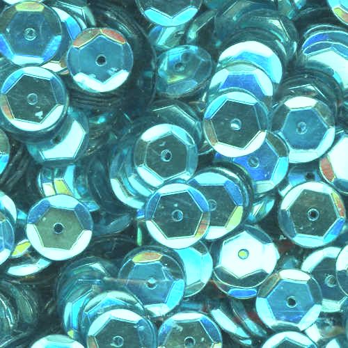 8mm Slightly Cupped Metallic Aqua
