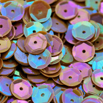 8mm Slightly Cupped Opaque Iridescent Brown