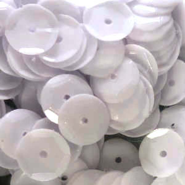 8mm Slightly Cupped Opaque Bright White 50 Grams - Cartwright's Sequins