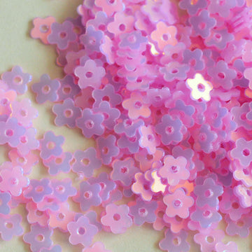4mm Flat Opalescent Flower Pink Orchid 50 grams