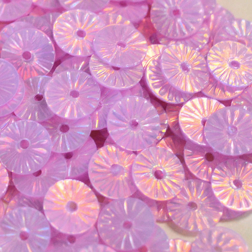 6mm Flat Embossed Opalescent Pink Orchid