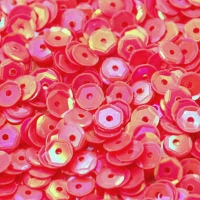 5mm Slightly Cupped Opaque Iridescent Watermelon