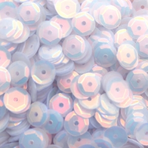 6mm Slightly Cupped Opalescent White Opal 100 Grams