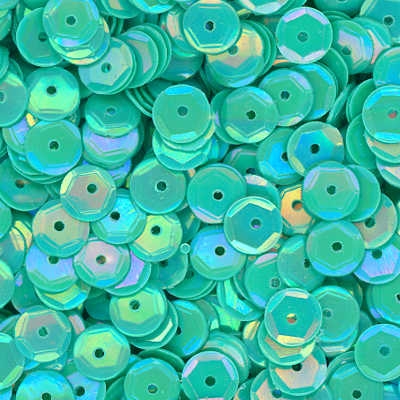 6mm Slightly Cupped Opaque Iridescent Teal 100 Grams