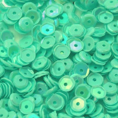 6mm Slightly Cupped Opaque Iridescent Seafoam 50 Grams