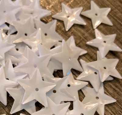 15mm Stars Opaque White Glossy- 50 grams