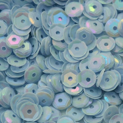 4mm Slightly Cupped Opaque Iridescent Pale Blue 50 Grams