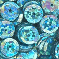 10mm Slightly Cupped Hologram Aquamarine