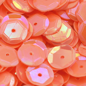 8mm Slightly Cupped Opaque Iridescent Peach 100 Grams