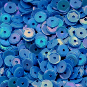 6mm Slightly Cupped Opaque Iridescent Blue