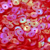 4mm Slightly Cupped Opaque Iridescent Red