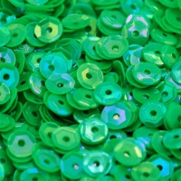 4mm Slightly Cupped Opaque Iridescent Bright Green 100 Grams